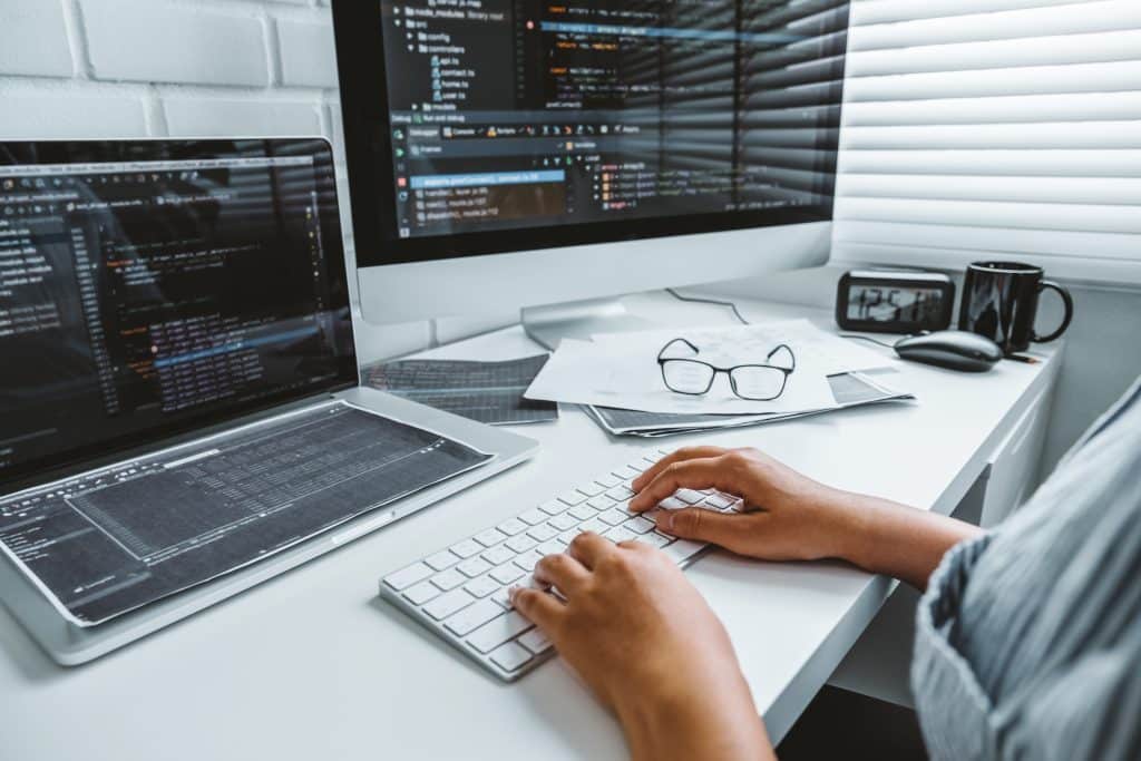 Programmer working at a desk